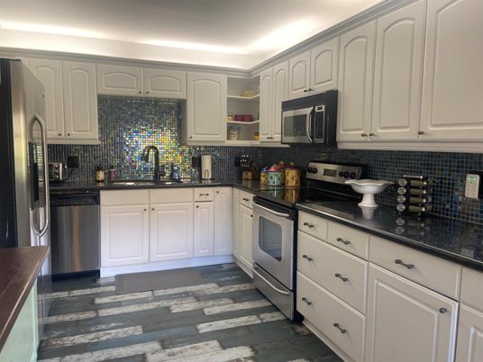 Interior, Kitchen, Stainless Steel Appliances, Wood Texture Flooring