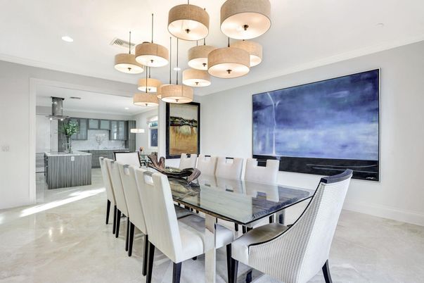 Dining room, Interior, Kitchen, Pendant Lights, Recessed Lighting