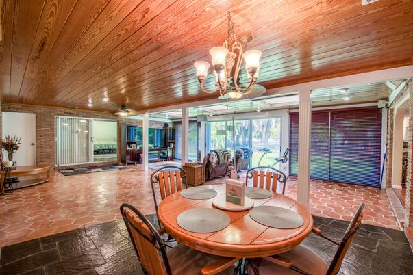 Interior, Recessed Lighting, Stone Walls, Wooden Ceilings