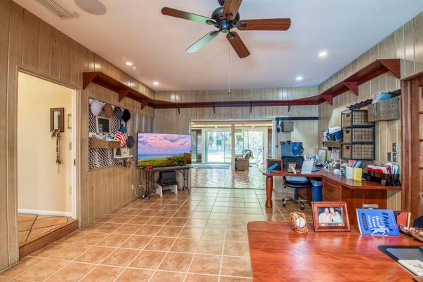 Billiard Table, Game Room, Interior, Pendant Lights, Recessed Lighting, Stone Walls