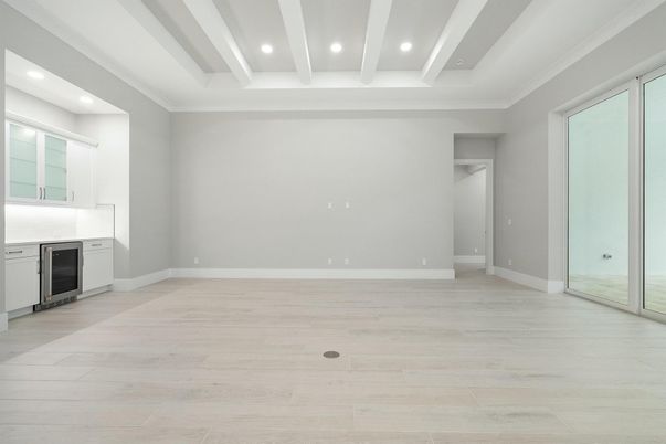 Empty room, Interior, Recessed Lighting, Wood Texture Flooring