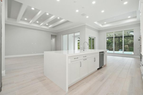 Interior, Kitchen, Recessed Lighting, Wood Texture Flooring