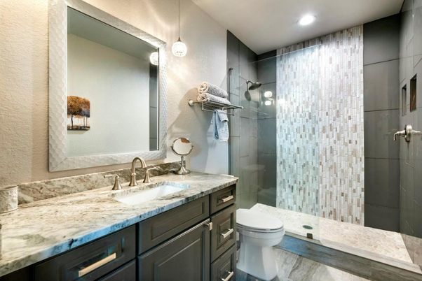 Bathroom, Glass Shower, Interior, Pendant Lights, Recessed Lighting