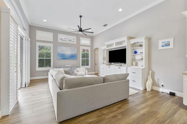 Interior, Living room, Recessed Lighting, Wood Texture Flooring