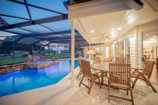 Dining room, Glass Ceilings, Interior, Pool, Recessed Lighting, Sun Room