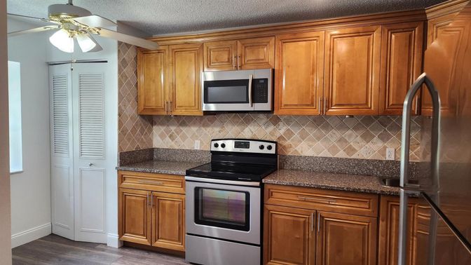 Interior, Kitchen, Stainless Steel Appliances, Wood Texture Flooring
