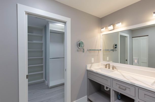 Bathroom, Dual Sink Vanities, Interior, Wood Texture Flooring