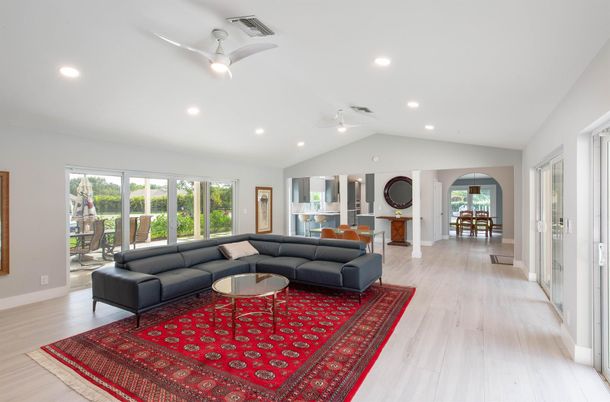 Interior, Living room, Recessed Lighting, Wood Texture Flooring