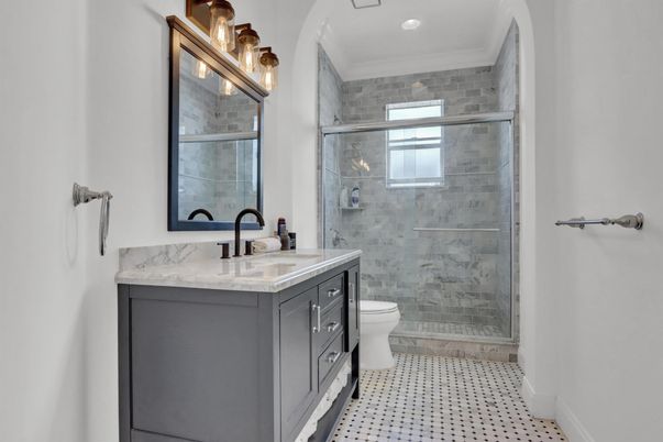 Bathroom, Glass Shower, Interior, Recessed Lighting