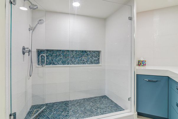 Bathroom, Glass Shower, Interior, Recessed Lighting