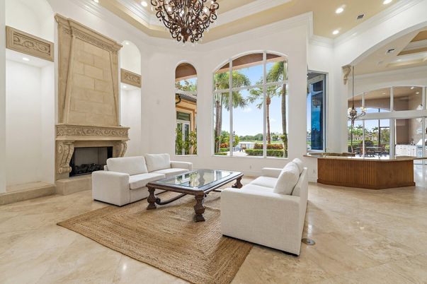 Chandelier, Fireplace, Interior, Living room, Recessed Lighting