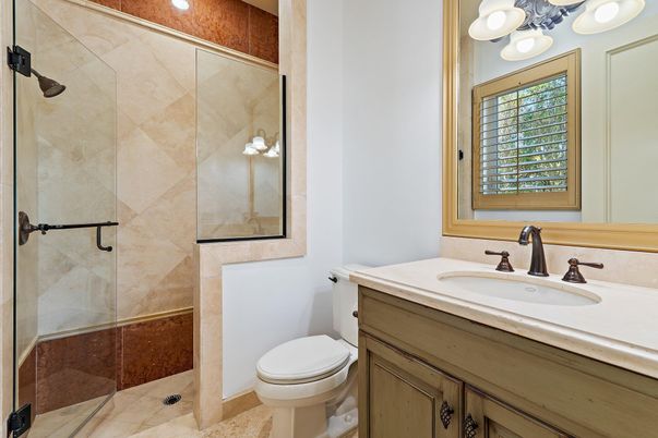 Bathroom, Glass Shower, Interior, Recessed Lighting