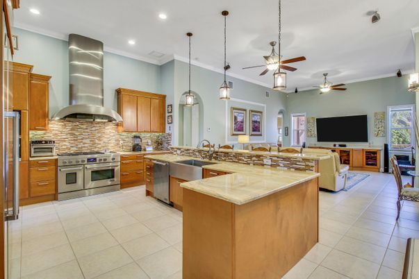 Interior, Kitchen, Pendant Lights, Recessed Lighting, Stainless Steel Appliances