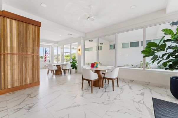 Dining room, Interior, Marble, Recessed Lighting