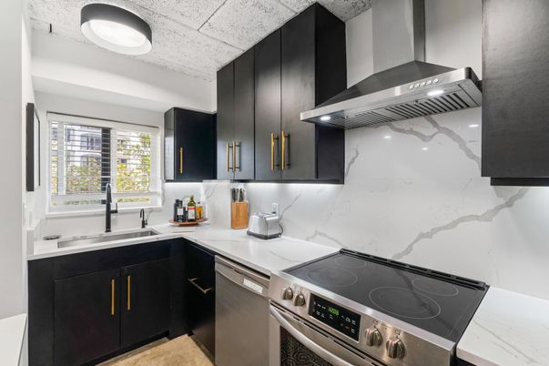 Interior, Kitchen, Marble Walls, Stainless Steel Appliances