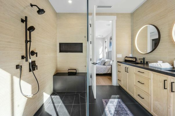 Bathroom, Bedroom, Dual Sink Vanities, Glass Shower, Interior, Recessed Lighting