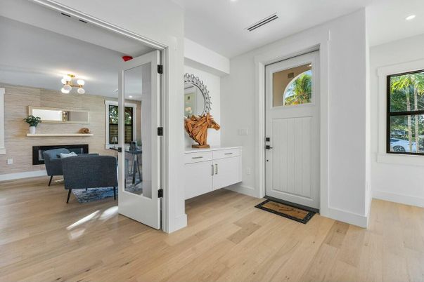 Fireplace, Interior, Recessed Lighting, Wood Texture Flooring