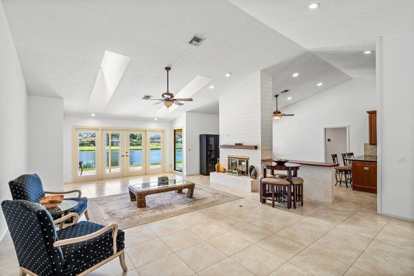 Fireplace, Interior, Living room, Recessed Lighting, Water