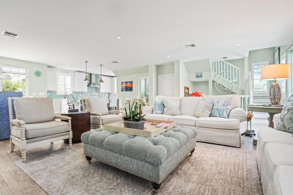 Interior, Kitchen, Living room, Pendant Lights, Recessed Lighting, Wood Texture Flooring