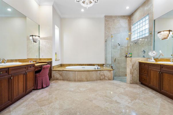 Bathroom, Glass Shower, Interior, Recessed Lighting