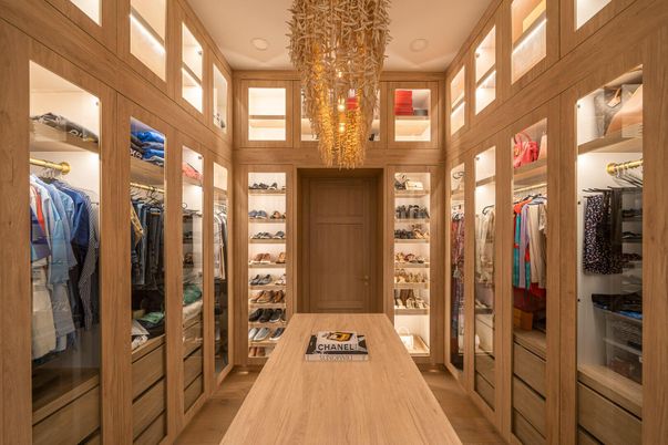 Chandelier, Interior, Recessed Lighting, Walk-in Closets, Wood Texture Flooring