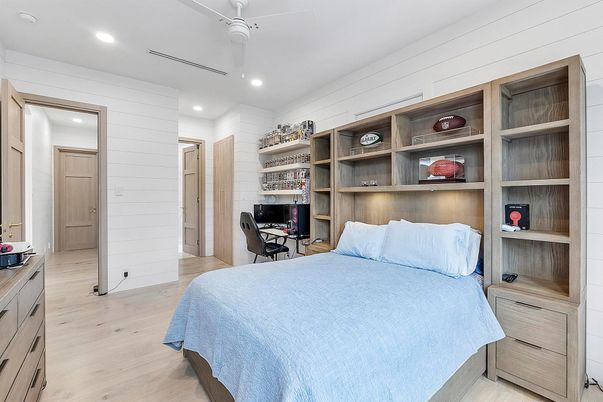 Bedroom, Home Office, Interior, Recessed Lighting, Wood Texture Flooring