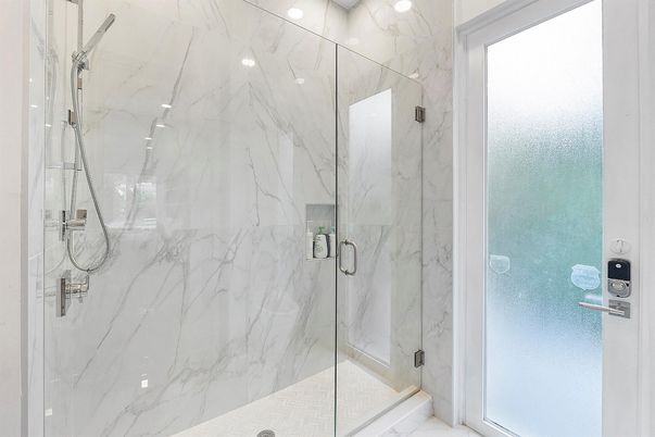 Bathroom, Glass Shower, Interior, Marble Walls