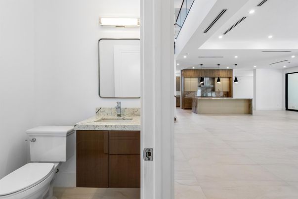 Bathroom, Interior, Marble, Recessed Lighting