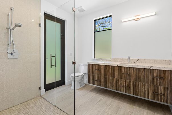 Bathroom, Dual Sink Vanities, Glass Shower, Interior