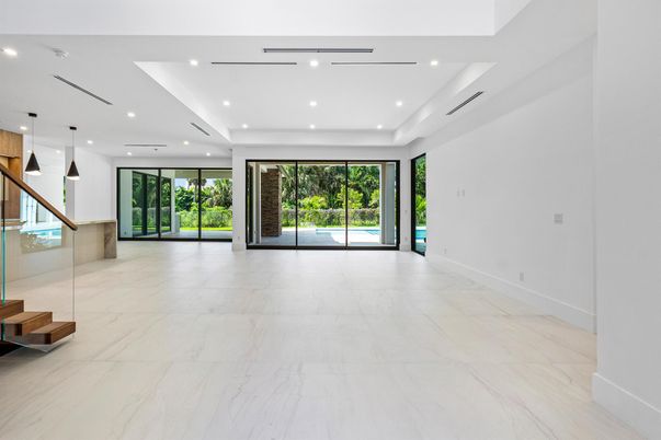 Empty room, Interior, Marble, Pendant Lights, Recessed Lighting