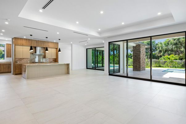 Interior, Kitchen, Pendant Lights, Recessed Lighting, Stainless Steel Appliances, Wooden Walls