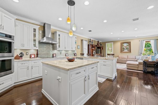 Interior, Kitchen, Living room, Pendant Lights, Recessed Lighting, Stainless Steel Appliances, Wood Texture Flooring