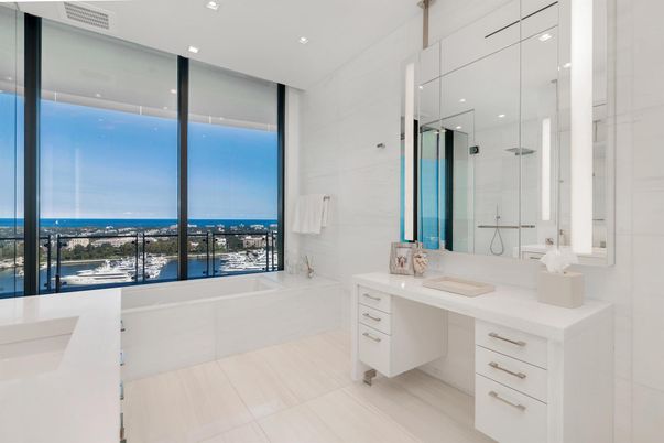 Bathroom, Glass Shower, Interior, Recessed Lighting, Water