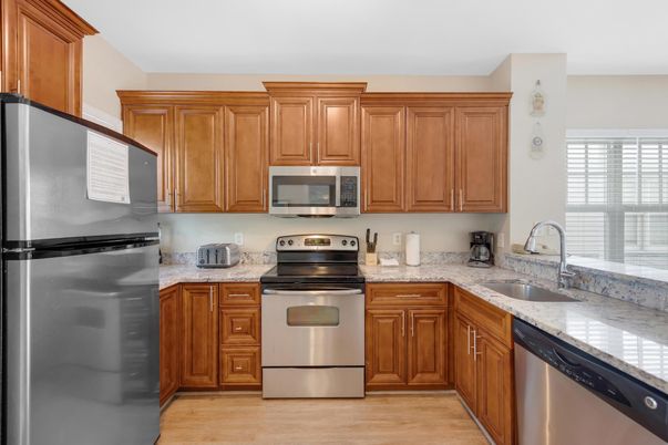 Interior, Kitchen, Stainless Steel Appliances, Wood Texture Flooring