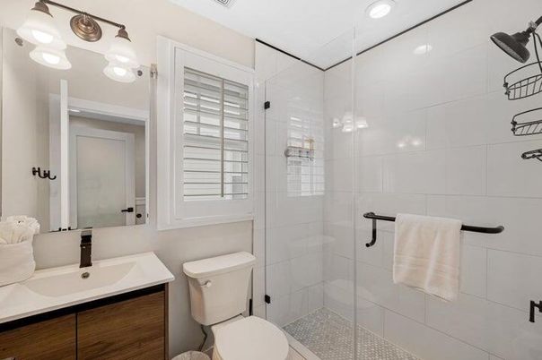 Bathroom, Glass Shower, Interior, Recessed Lighting