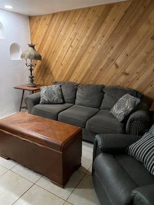 Interior, Living room, Recessed Lighting, Wooden Walls
