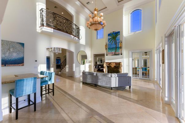 Chandelier, Dining room, Fireplace, Interior, Living room, Recessed Lighting