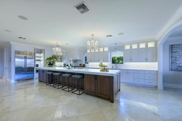 Chandelier, Interior, Kitchen, Recessed Lighting, Stainless Steel Appliances