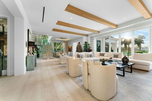 Dining room, Interior, Living room, Recessed Lighting, Wooden Beams, Wood Texture Flooring
