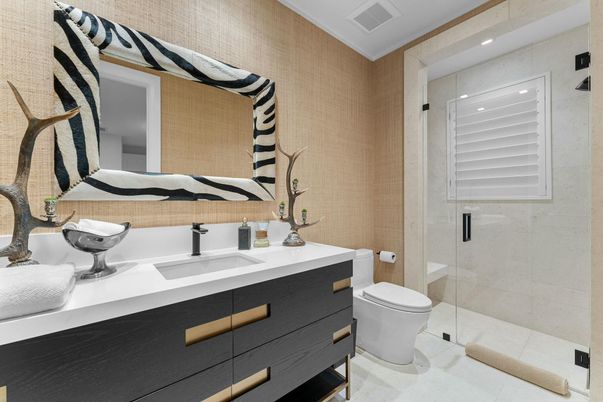 Bathroom, Glass Shower, Interior, Recessed Lighting