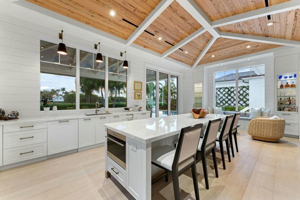 Interior, Kitchen, Pendant Lights, Recessed Lighting, Wooden Beams, Wooden Ceilings, Wood Texture Flooring