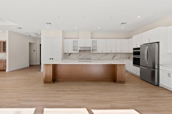 Interior, Kitchen, Recessed Lighting, Wood Texture Flooring