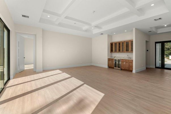 Empty room, Interior, Recessed Lighting, Wood Texture Flooring