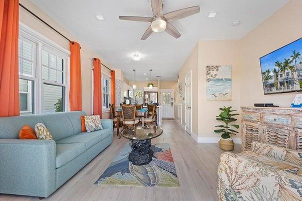 Dining room, Interior, Kitchen, Living room, Pendant Lights, Wood Texture Flooring