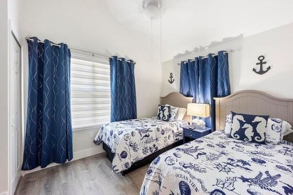 Bedroom, Interior, Pendant Lights, Wood Texture Flooring