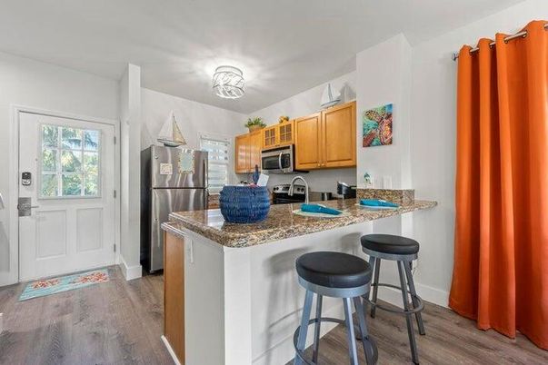 Interior, Kitchen, Stainless Steel Appliances, Wood Texture Flooring