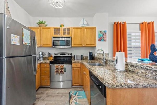 Interior, Kitchen, Stainless Steel Appliances, Wood Texture Flooring