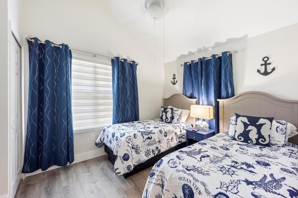 Bedroom, Interior, Pendant Lights, Wood Texture Flooring