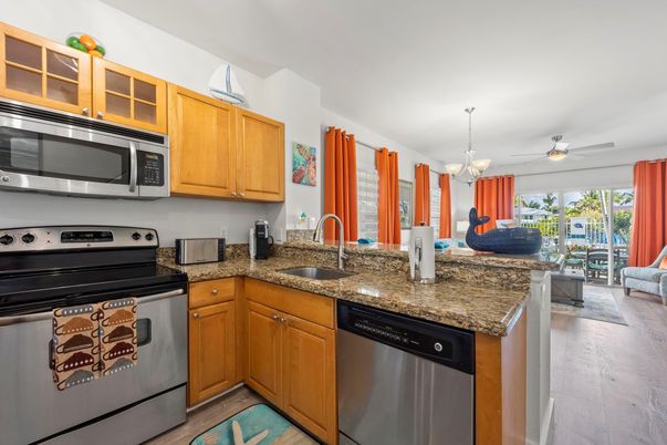 Chandelier, Interior, Kitchen, Stainless Steel Appliances