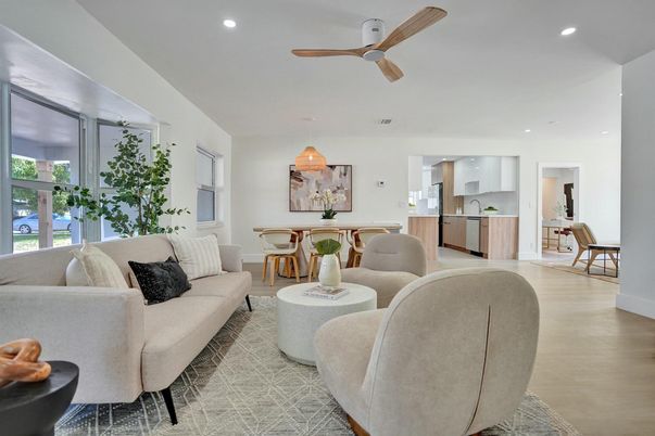 Dining room, Interior, Kitchen, Living room, Pendant Lights, Recessed Lighting, Wood Texture Flooring